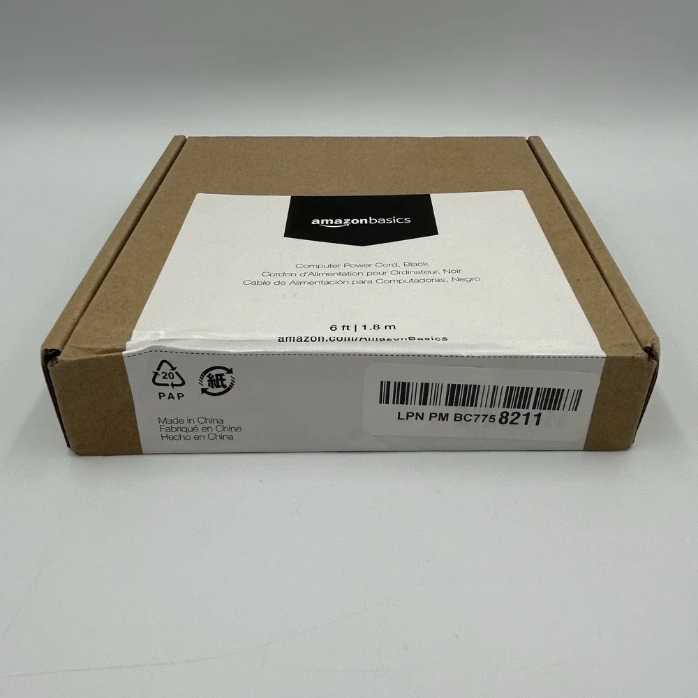 New Sealed in Box Amazon‎ Basics Computer 3-Prong Power Cord, Black 6ft / 1.8m